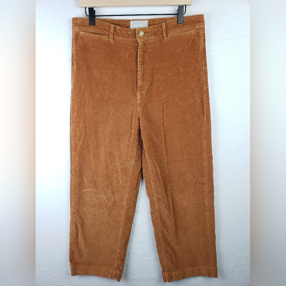 Everlane Corduroy Wide Leg Pants Organic Cotton Brown size 14 Minimalist 70s